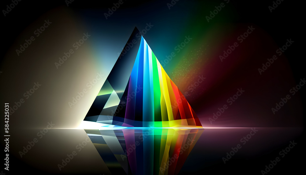 Rainbow light prism effect in dark background