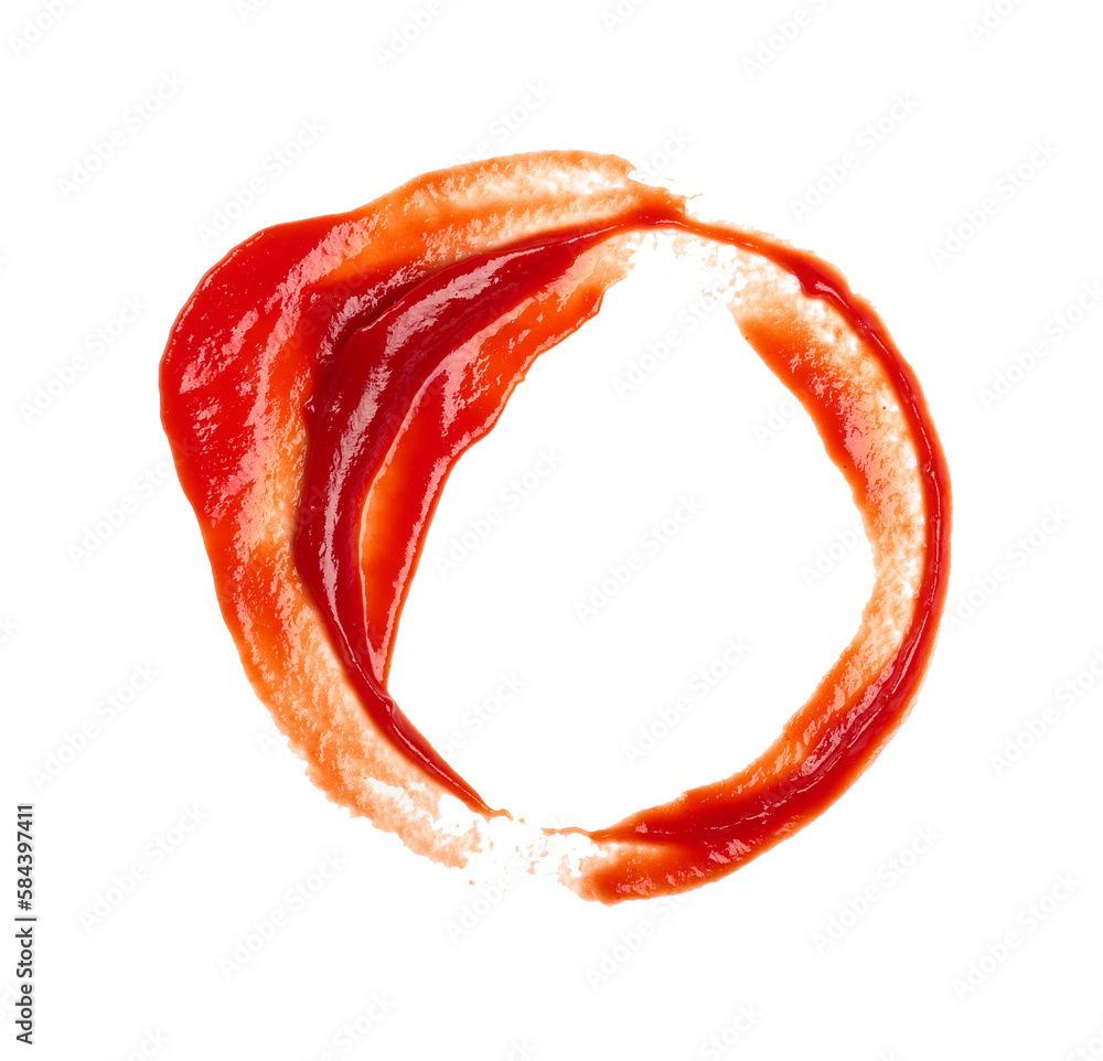 Wet stain of red tomato ketchup isolated