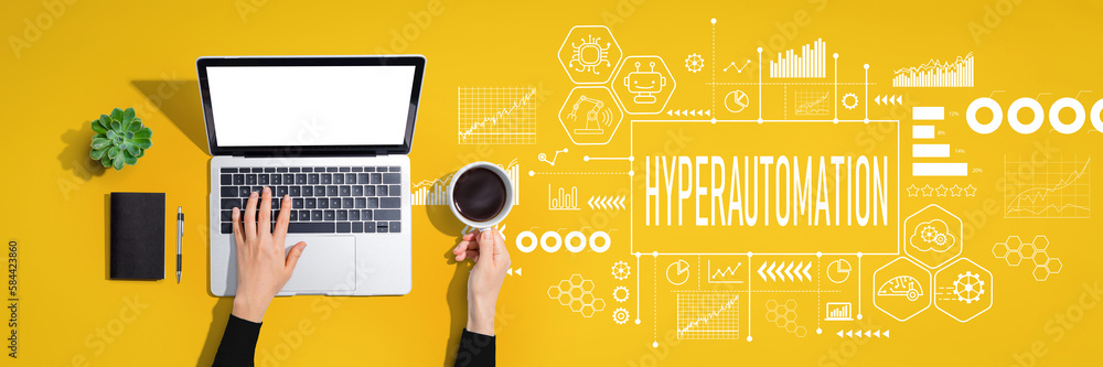 Hyperautomation theme with person using a laptop computer