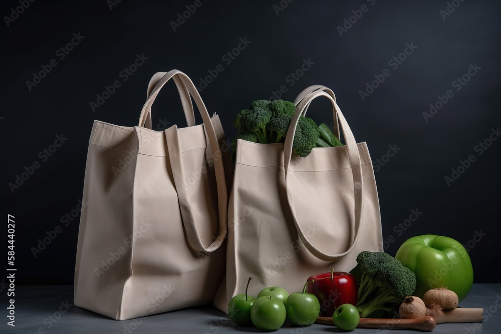  a pair of totes with vegetables in them on a dark surface with a spoon and a wooden utensil in fron