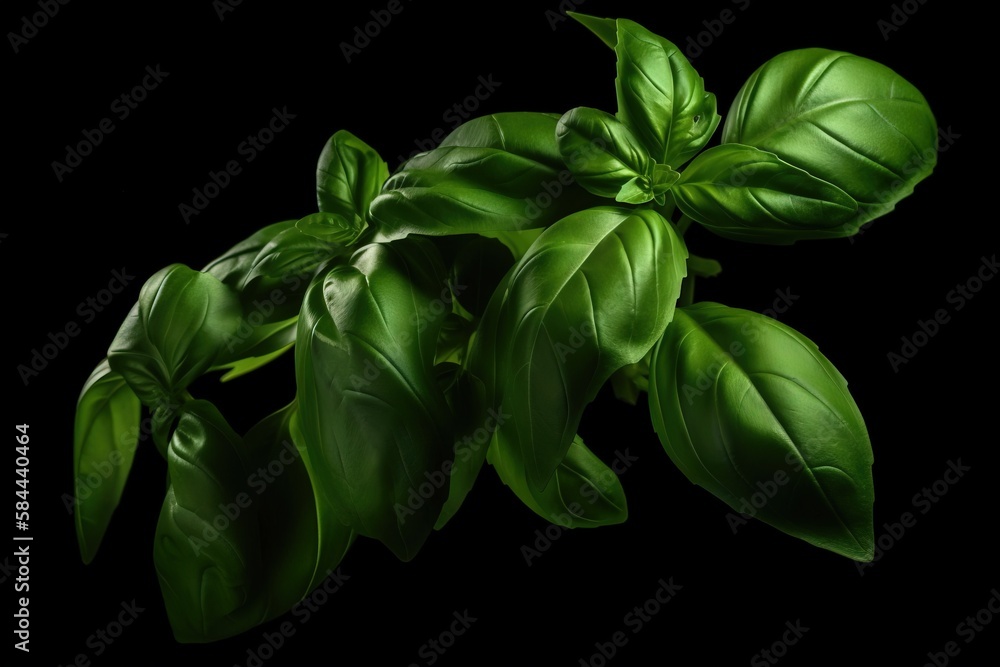  a bunch of green leaves on top of a black background with a black background behind it and a black 