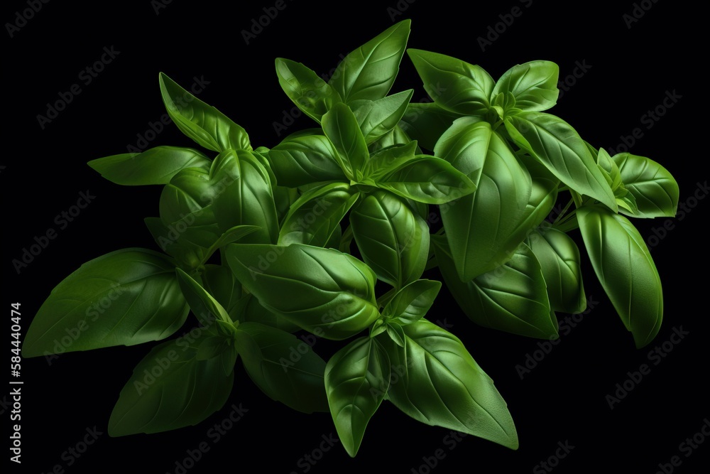  a bunch of green leaves on a black background with space for text or image to be put on a postcard 