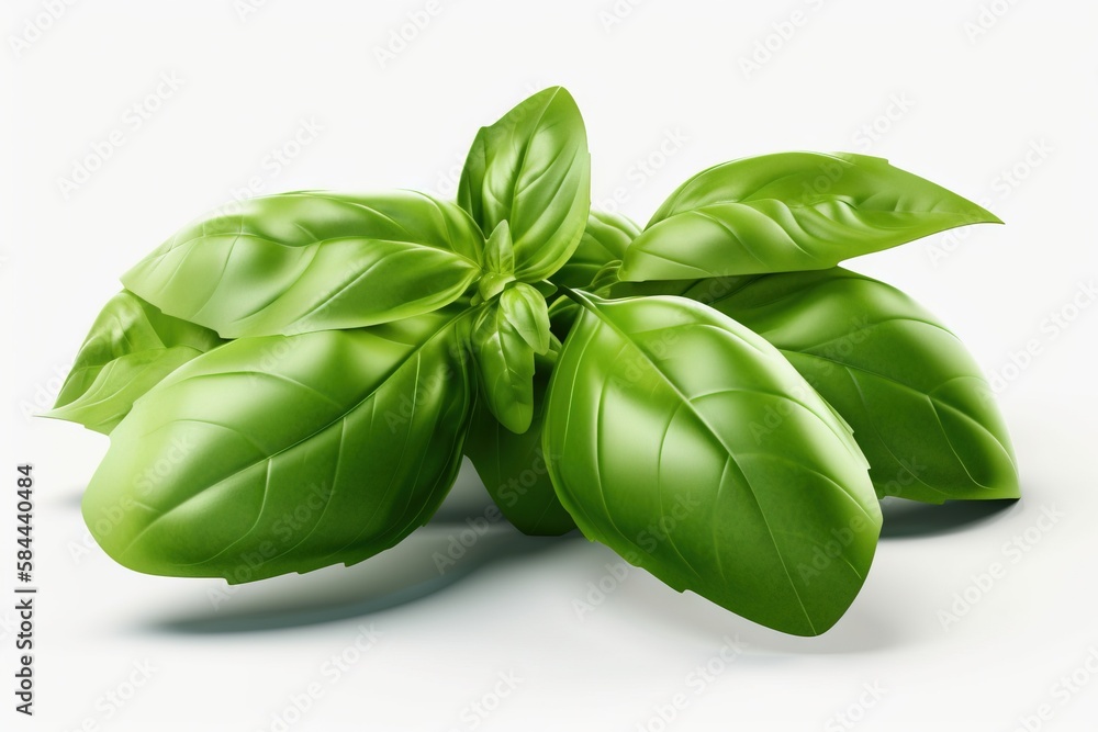  a group of green leaves on a white background with a shadow on the ground and a shadow on the groun