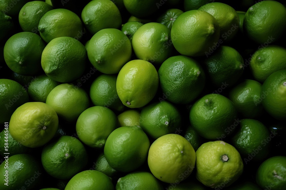  a pile of limes and limes sitting next to each other on a black background with a green color and y