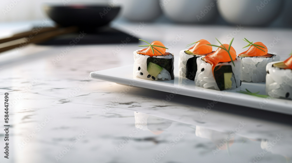 Sushi rolls. Illustration AI Generative.