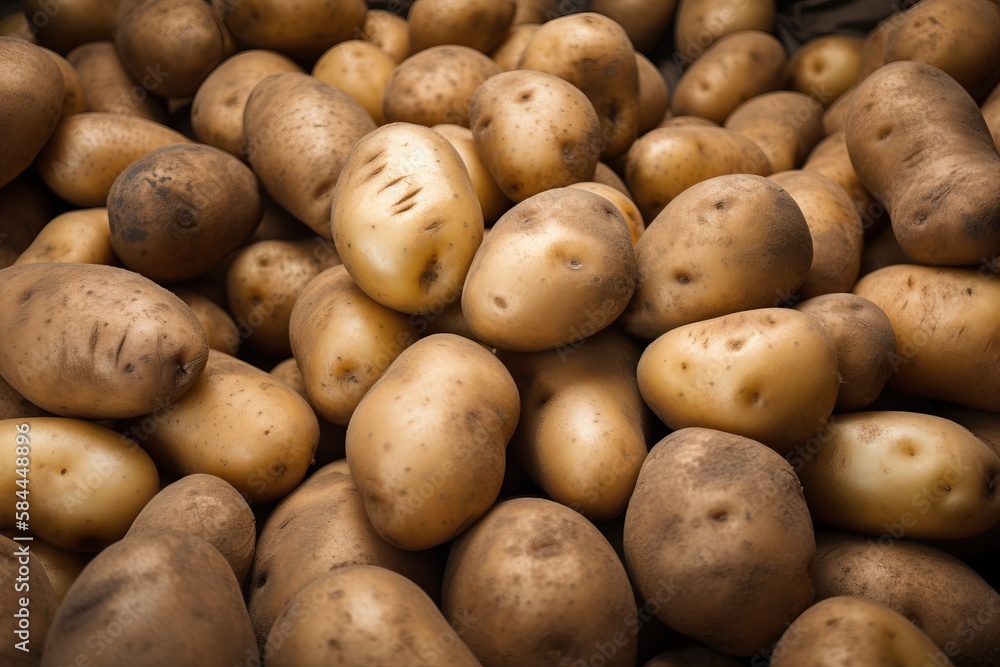  a pile of potatoes sitting next to each other on top of a table in a pile on top of another pile of