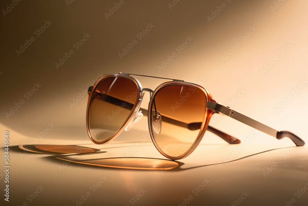  a pair of sunglasses sitting on top of a white table next to a shadow of a light on the wall behind