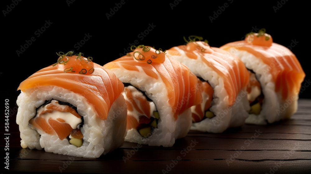 Sushi rolls. Illustration AI Generative.