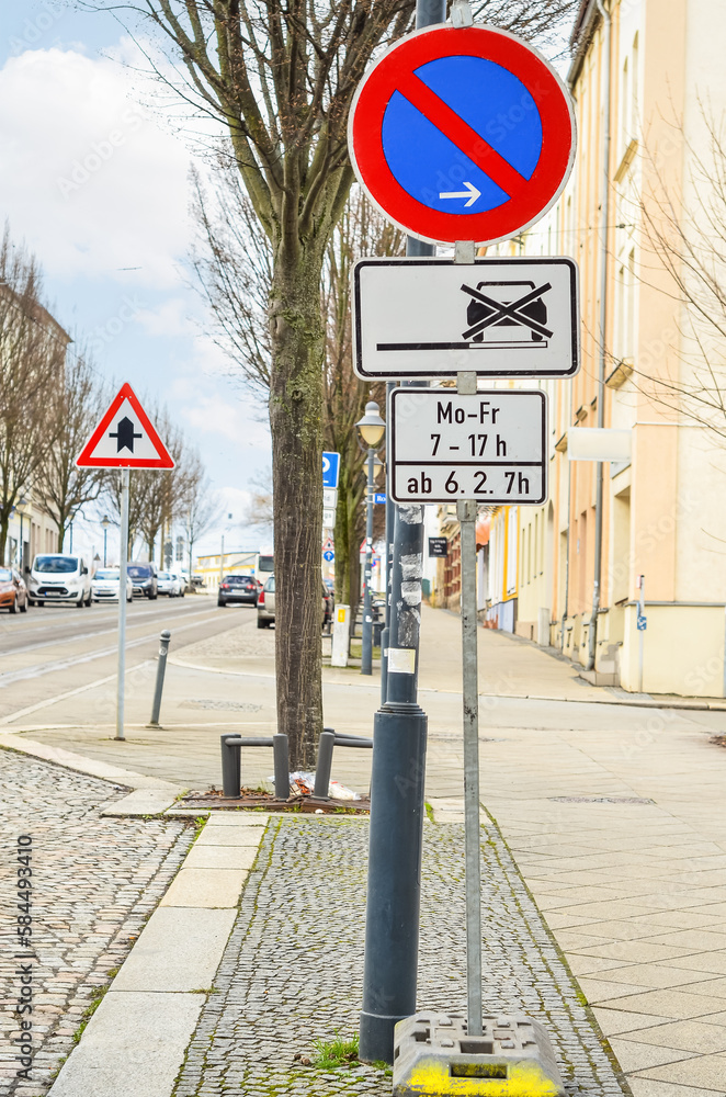 No Parking signs on city street