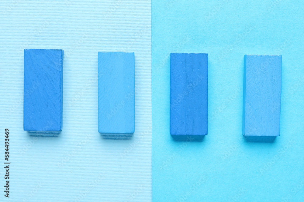 Blocks with check marks on blue background