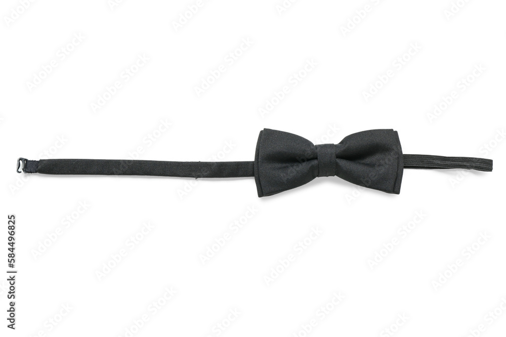 Stylish black bow tie on white background