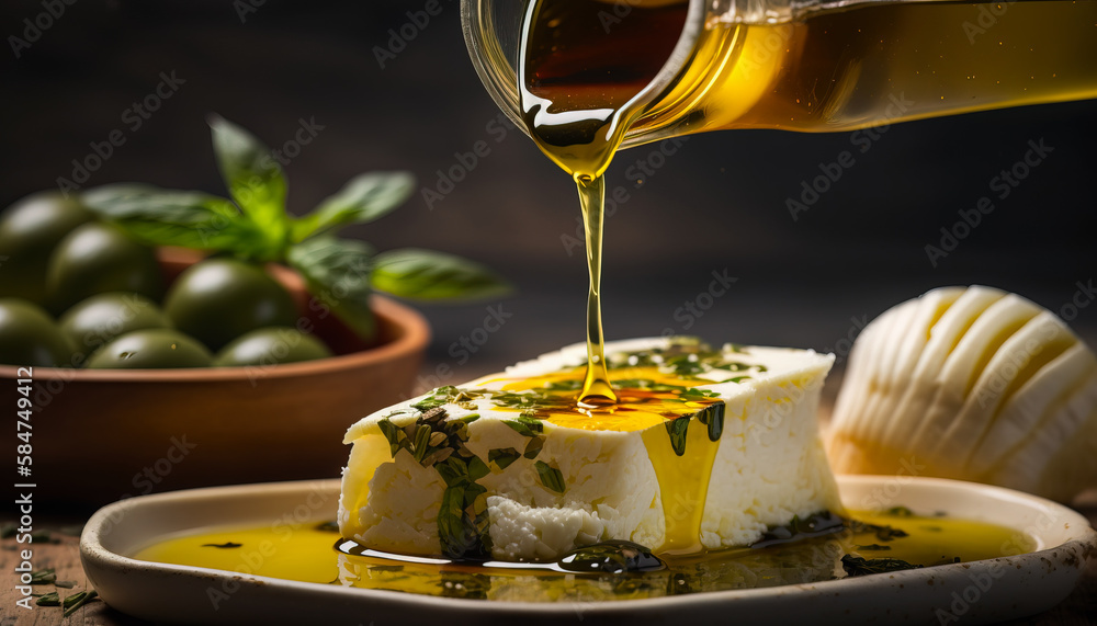 Mozzarella & Basil Salad with Olive Oil Dressing and Cherry Tomatoes - ai generated