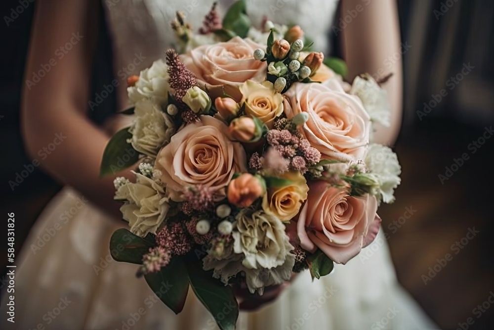 Vintage wedding flowers. Generative AI