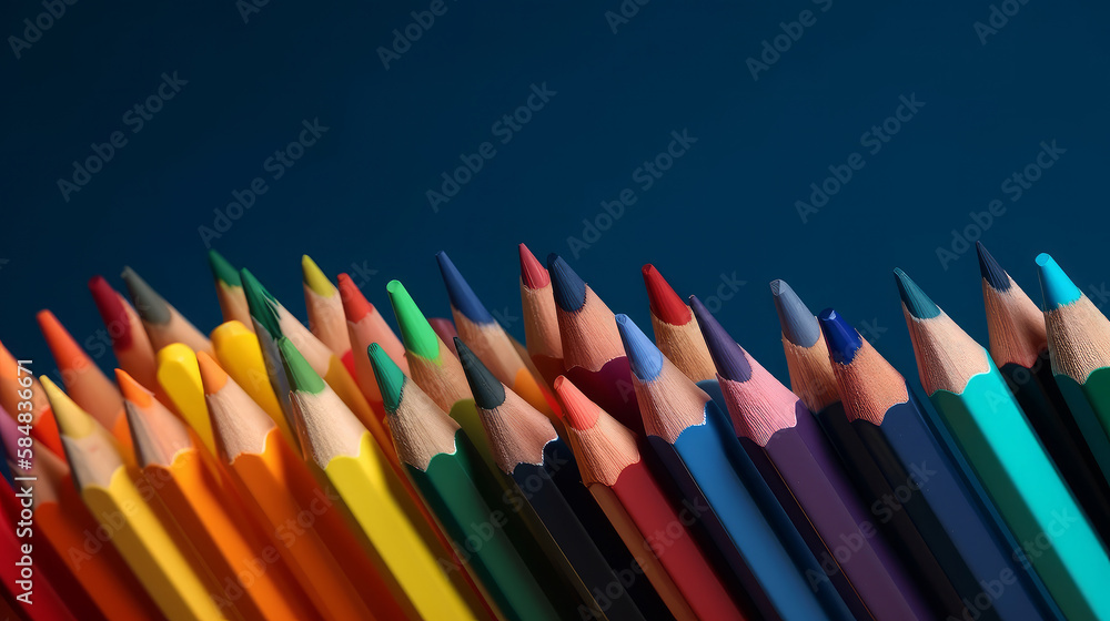 Colorful pencils. Illustration AI Generative.