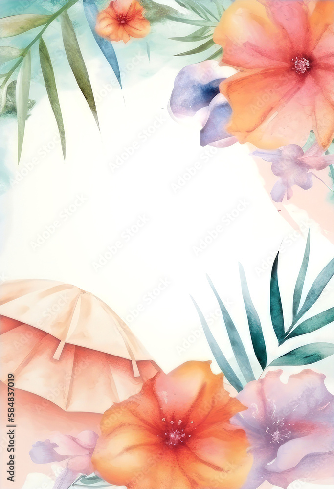 Summer painted card. Illustration AI Generative