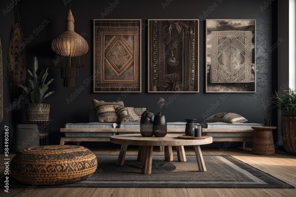 Ethnic living room,. Generative AI