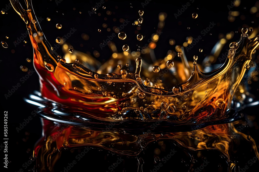 Oil splashes close-up