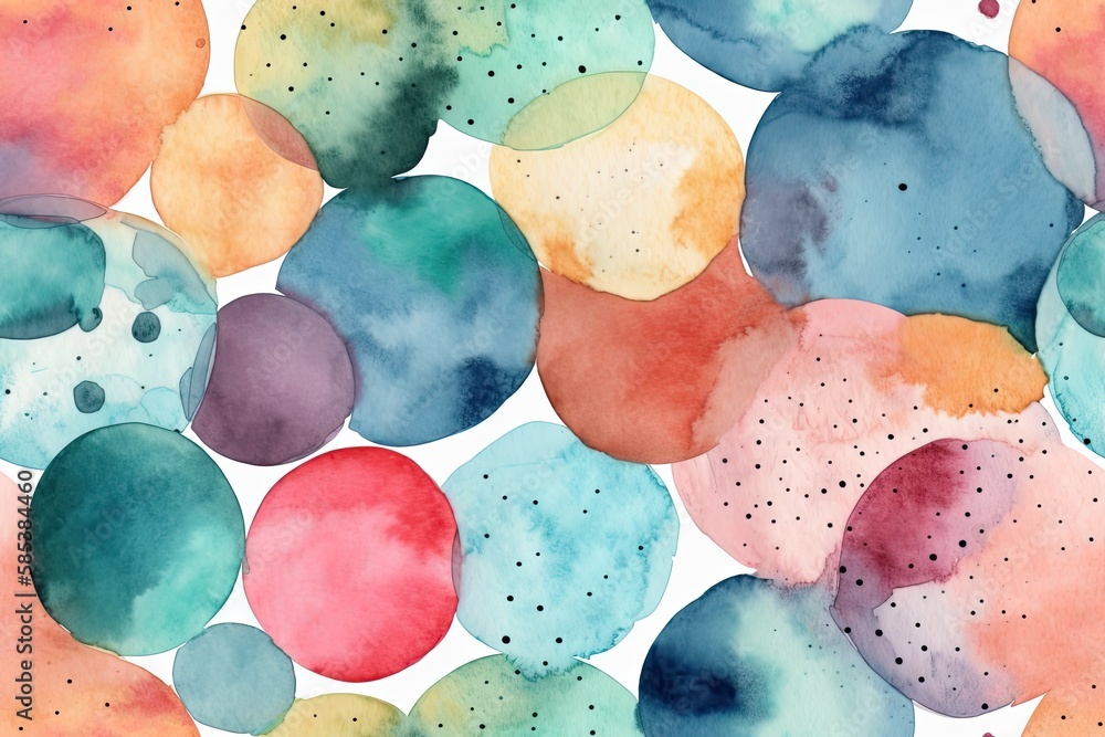 Seamless adorable polka dots watercolor. Isolated. Drawings. Ideal for card, postcard, tags, invitat