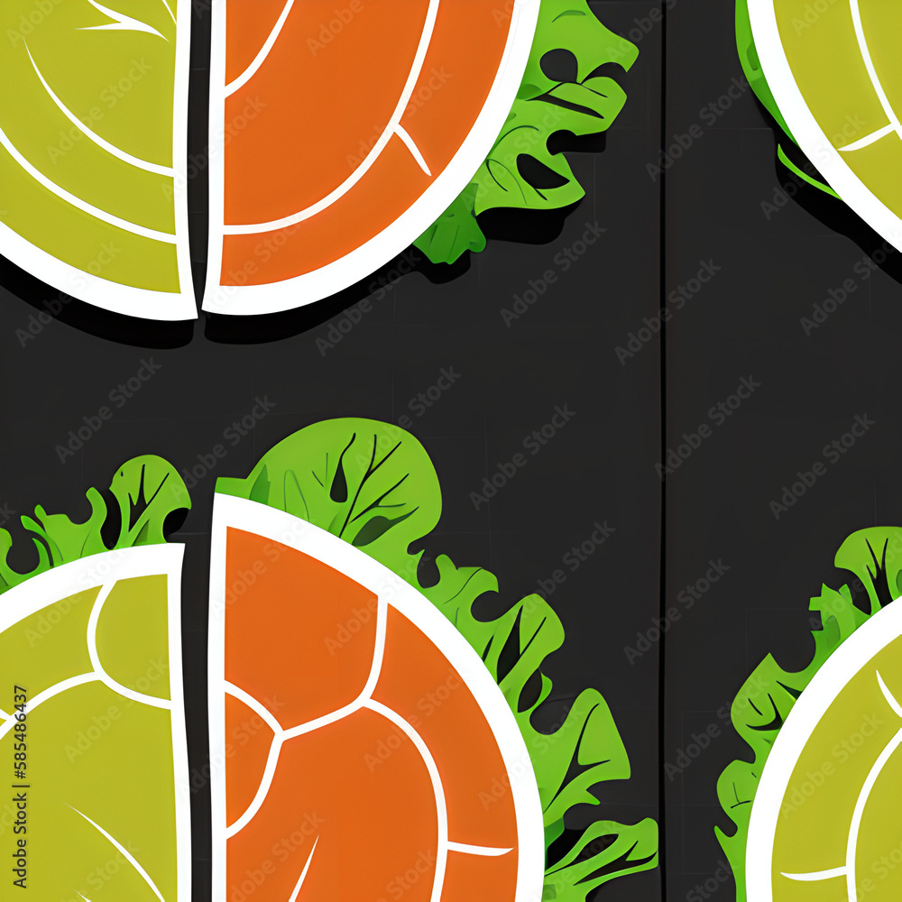 Lettuce, tiles pattern texture seamless illustration flat