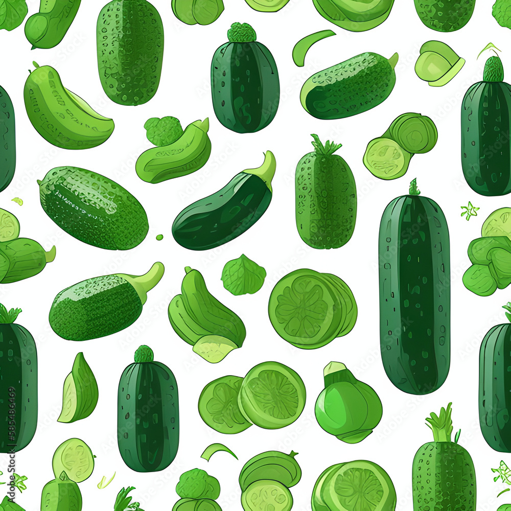 Cucumber, tiles pattern texture seamless illustration flat