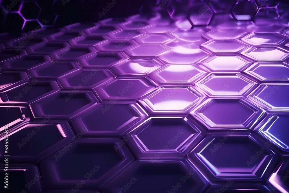  a purple hexagonal background with some lights on it.  generative ai