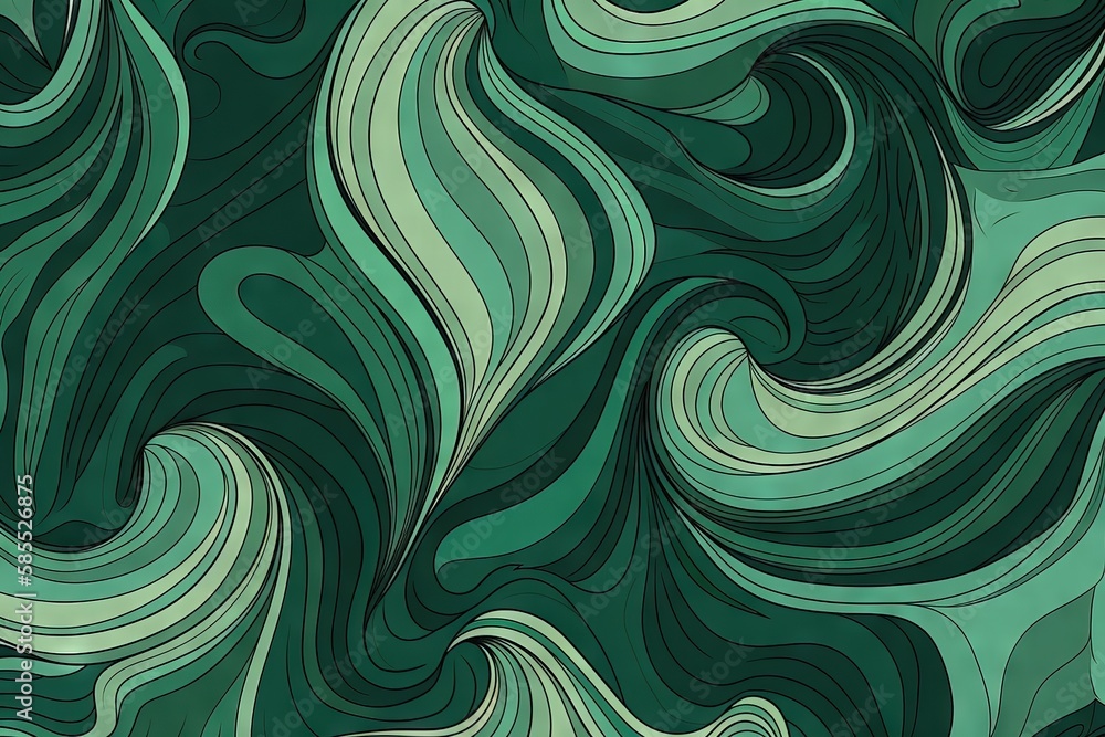  a green and black swirly background with a white background.  generative ai