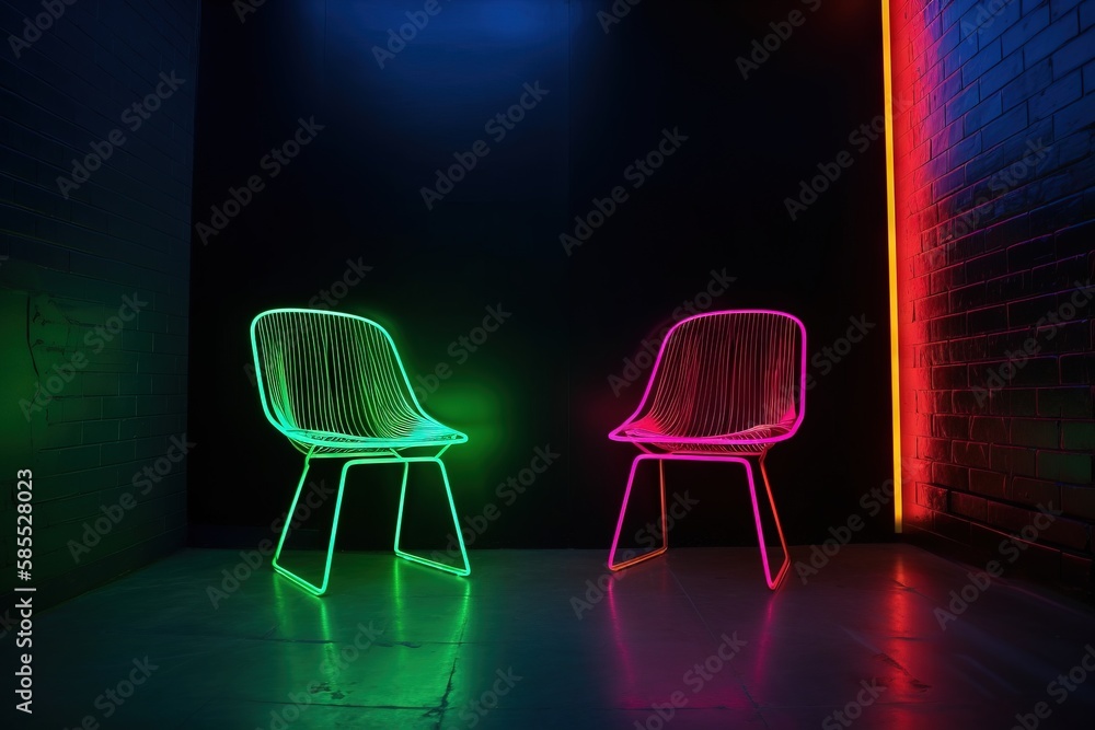  a couple of chairs sitting next to each other in a room.  generative ai