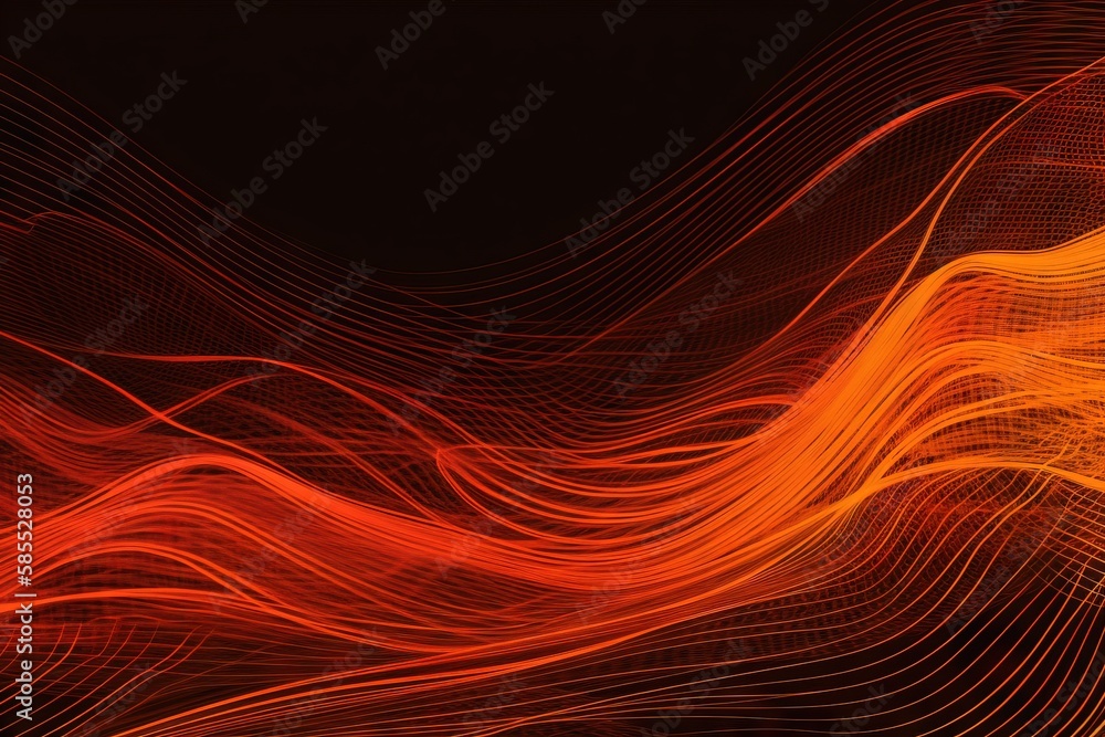  a red and orange abstract background with lines and curves of light.  generative ai