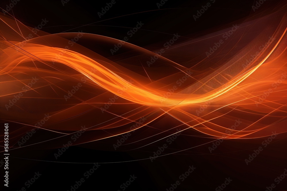  an orange and yellow abstract background with lines and curves on a black background.  generative a