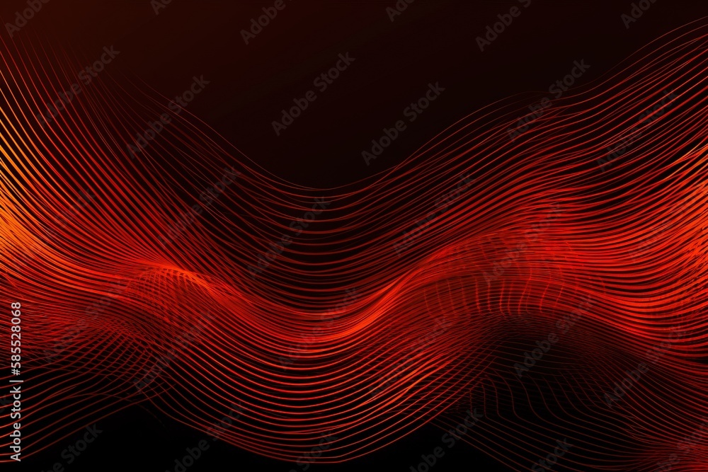  a red and orange wave on a black background with a black background.  generative ai