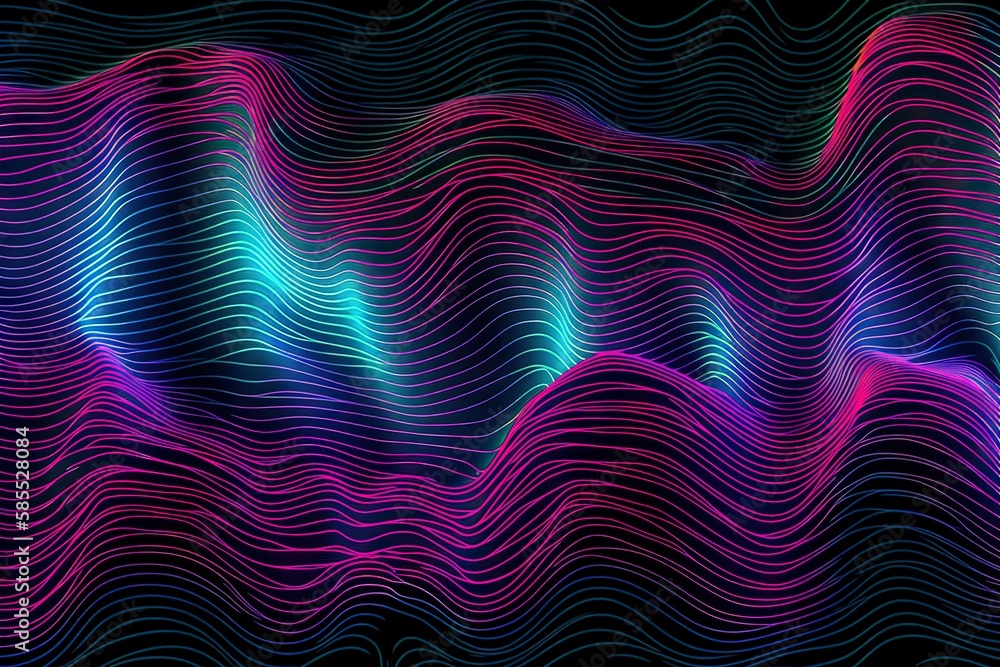  a computer generated image of a wave of lines and colors.  generative ai