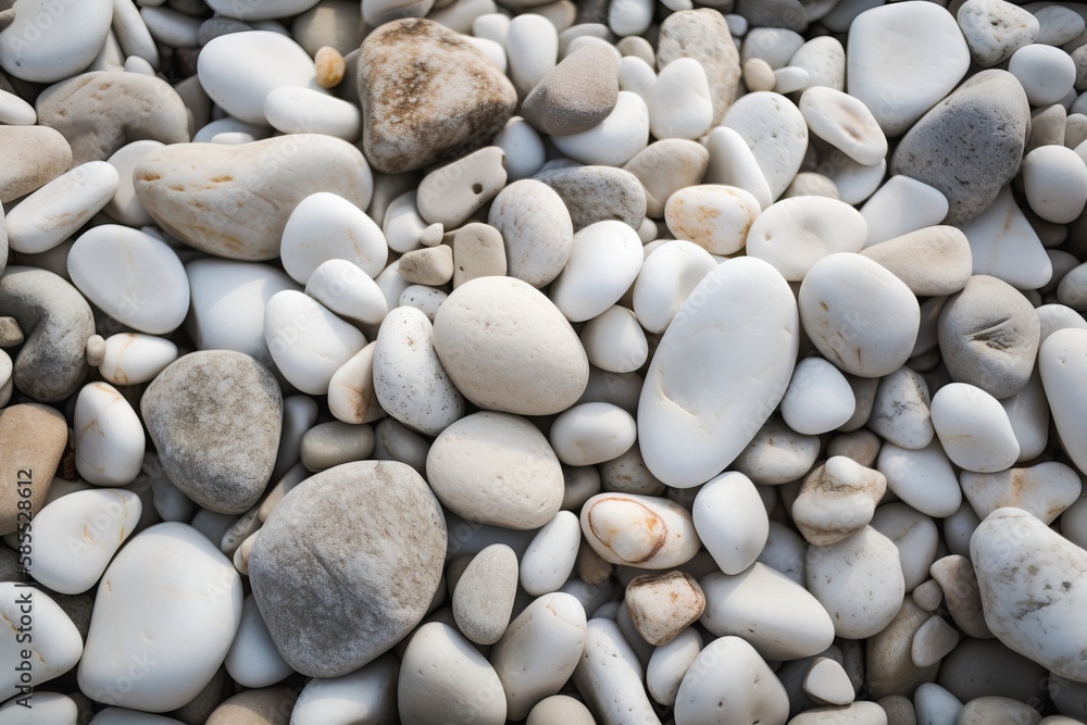  a bunch of rocks that are white and grey with some brown spots.  generative ai