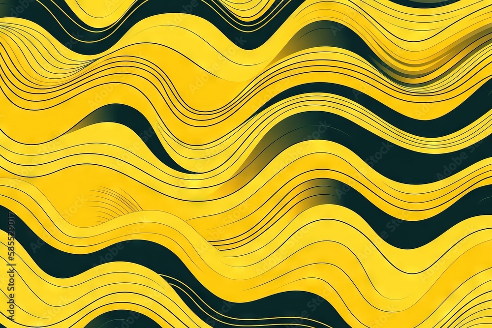  a yellow and black wavy background with a black and yellow background.  generative ai