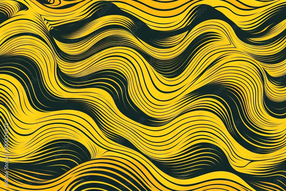  a yellow and black wavy background with a black background and a yellow background.  generative ai