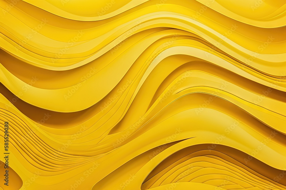  an abstract yellow background with wavy lines and curves in the center.  generative ai