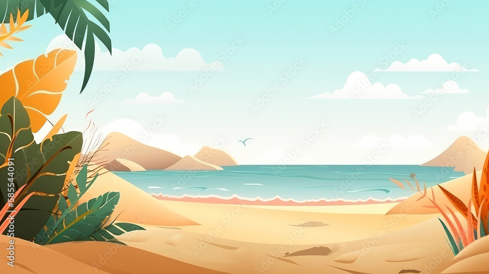 Summer Natural Tropical Background. Illustration AI Generative