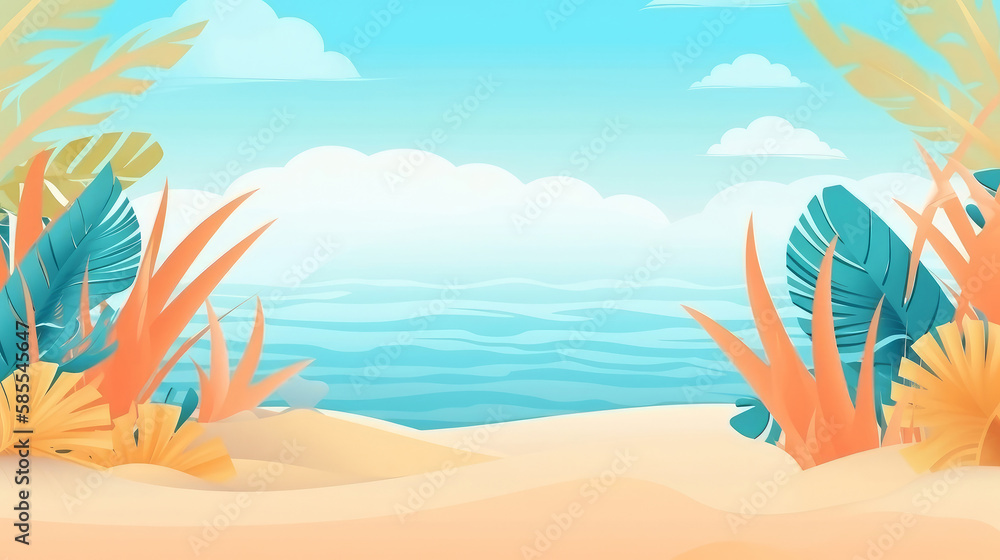 Summer Natural Tropical Background. Illustration AI Generative