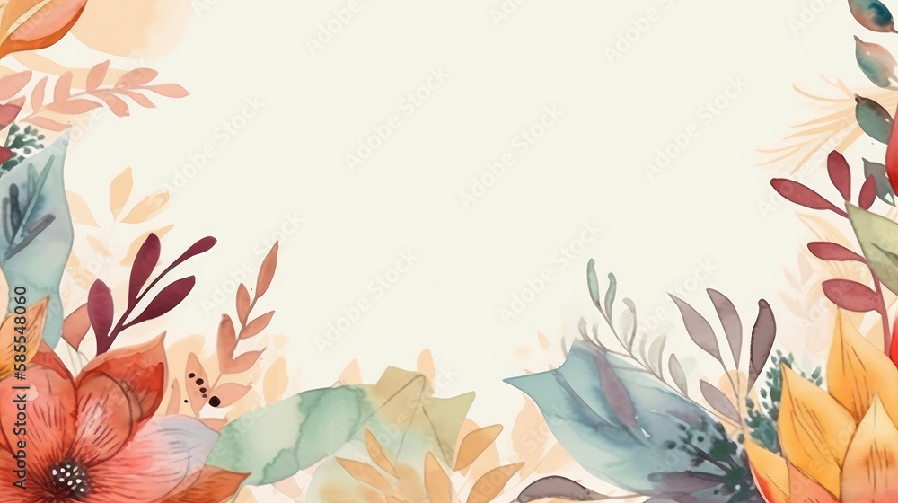 Watercolor floral background. Illustration AI Generative.