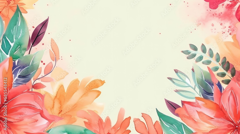 Watercolor floral background. Illustration AI Generative.