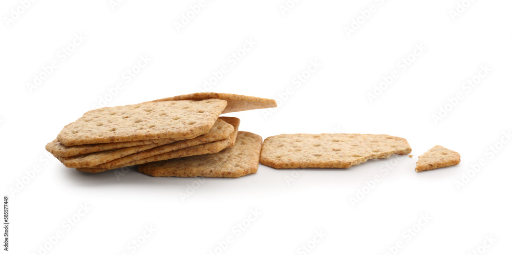 Tasty crackers isolated on white background