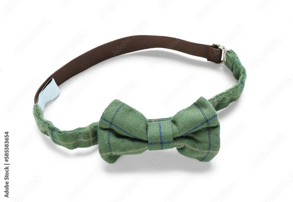 Green bow tie isolated on white background