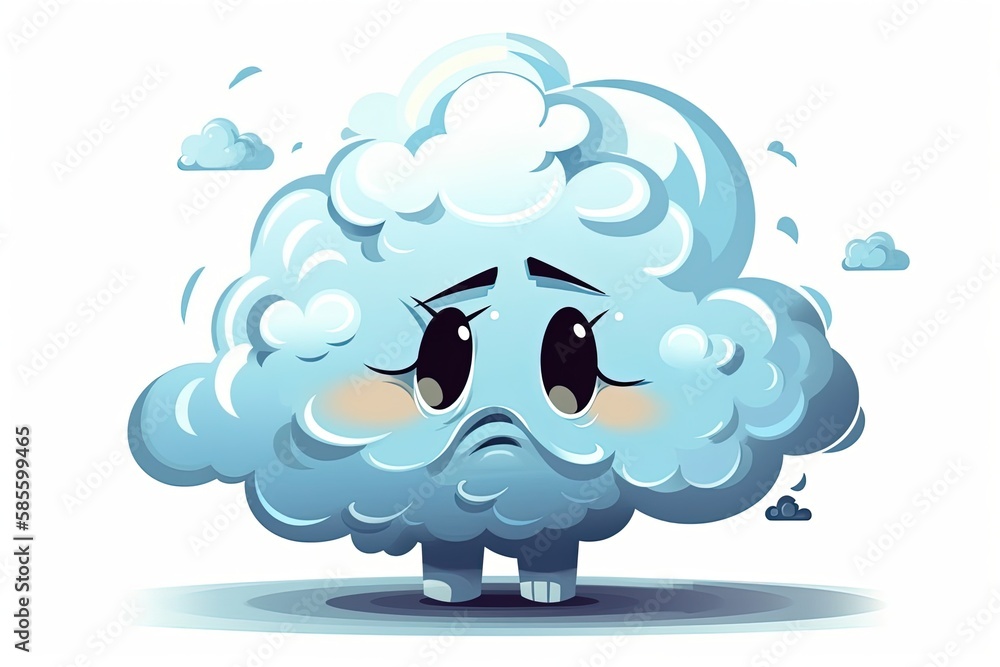 dejected cartoon cloud with a frown on its face. Generative AI