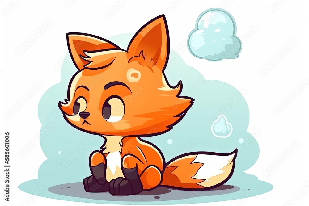 charming fox sitting on the grass. Generative AI