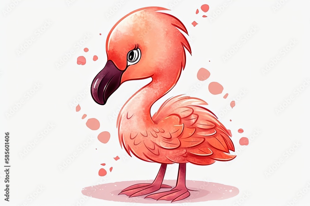 Pink Flamingo standing on its hind legs. Generative AI