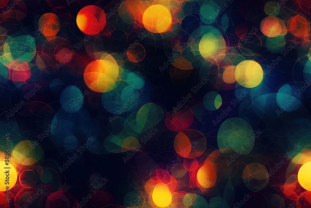 blurry colorful lights shining in darkness. Generative AI