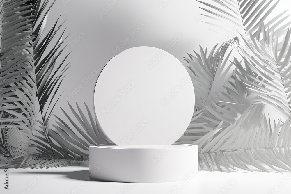 white sphere on a pedestal. Generative AI