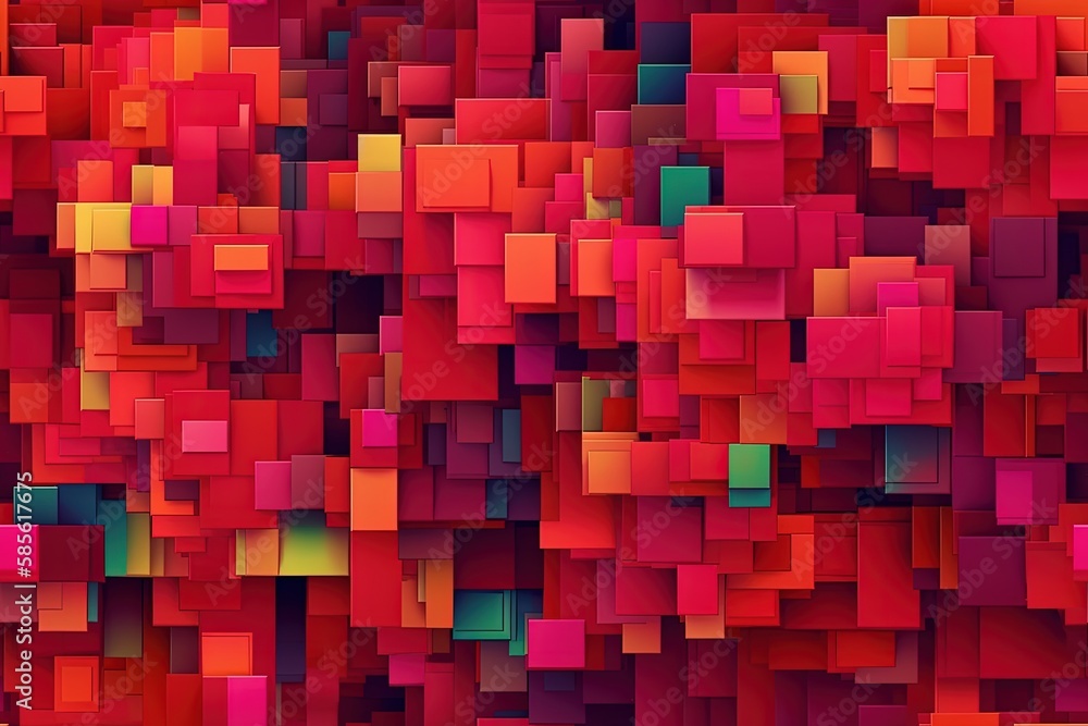 vibrant and dynamic mosaic of colorful squares in an abstract composition. Generative AI