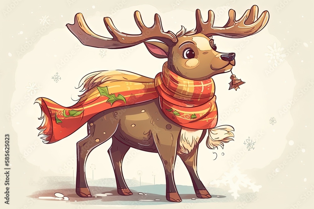 reindeer with winter accessories. Generative AI