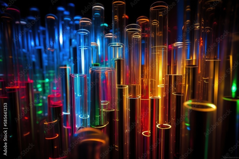 set of test tubes containing various colored liquids. Generative AI