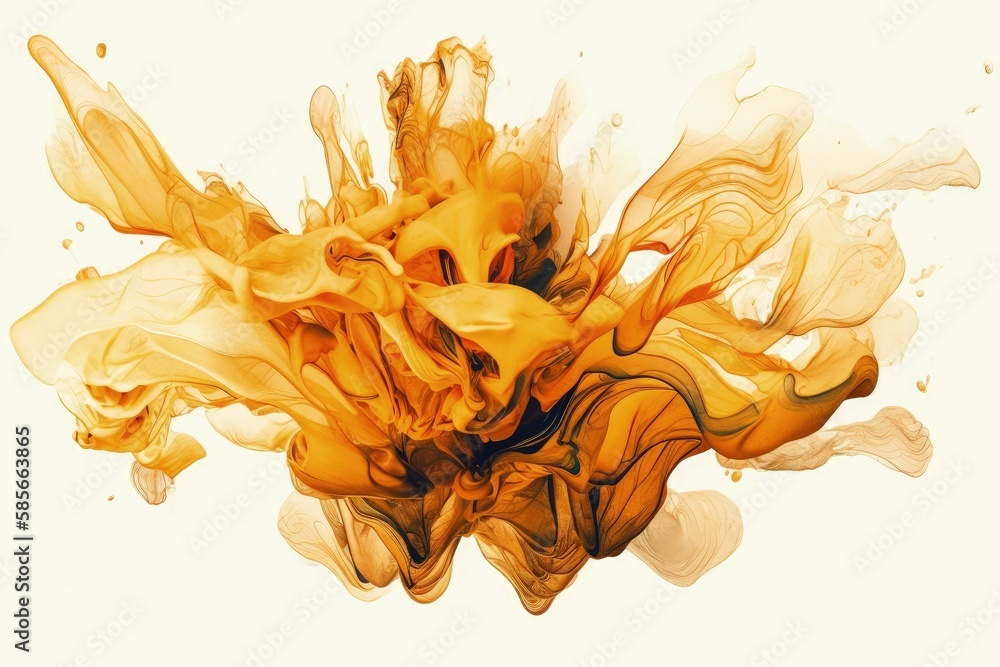 orange and yellow liquid suspended in mid-air. Generative AI